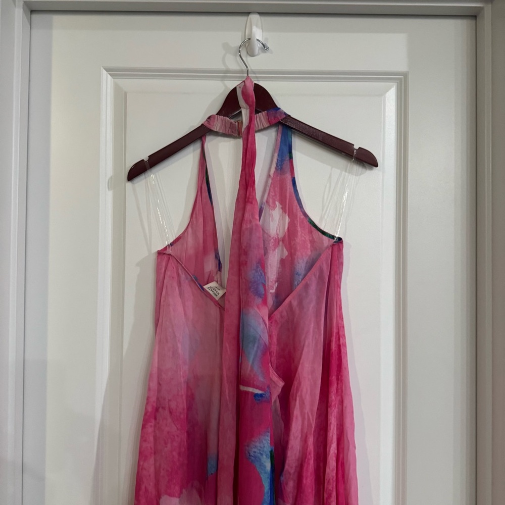 NWT: HEMANT & NANDITA Pink Floral Maxi Dress with Blue & Green Accents - Picture 7 of 16